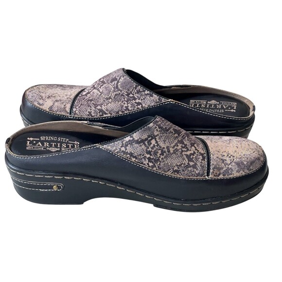 L'Artiste By Spring Step Black Chino Python Clog Womens Shoes Size EU 41 US 9.5 - Picture 4 of 9